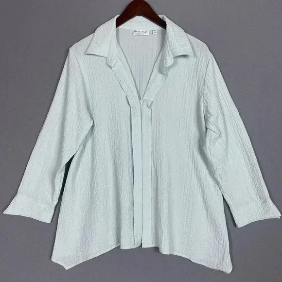 Habitat Soft Crinkle Womens Top Size Medium M Textured Long Sleeve Button Tunic - Picture 11 of 11